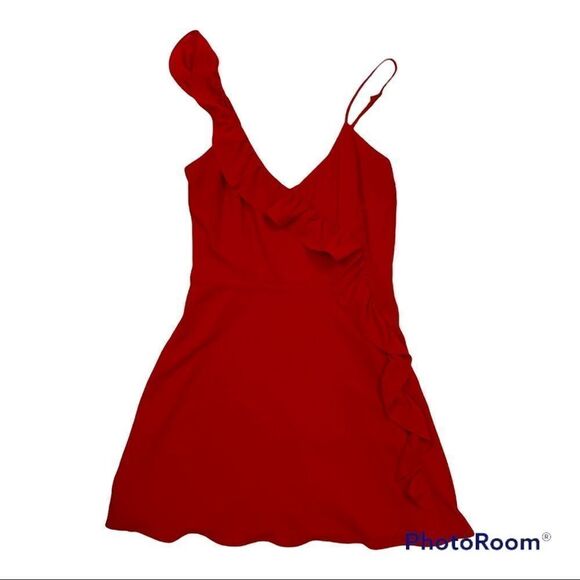 𝅺BB Dakota Walk On By Ruffle Dress in Red, size 8 - GUC - Picture 2 of 16
